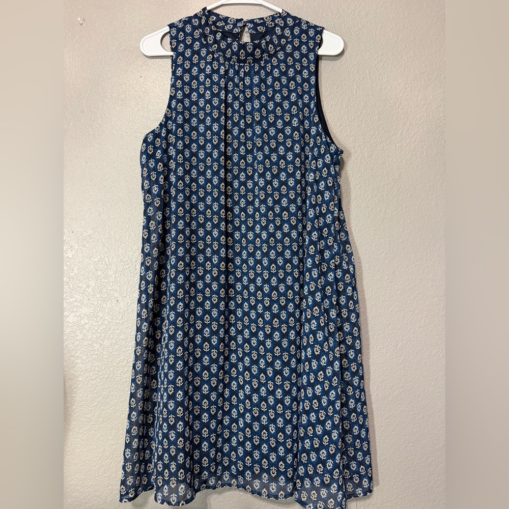Tommy Hilfiger Navy and White Printed Sleeveless Dress